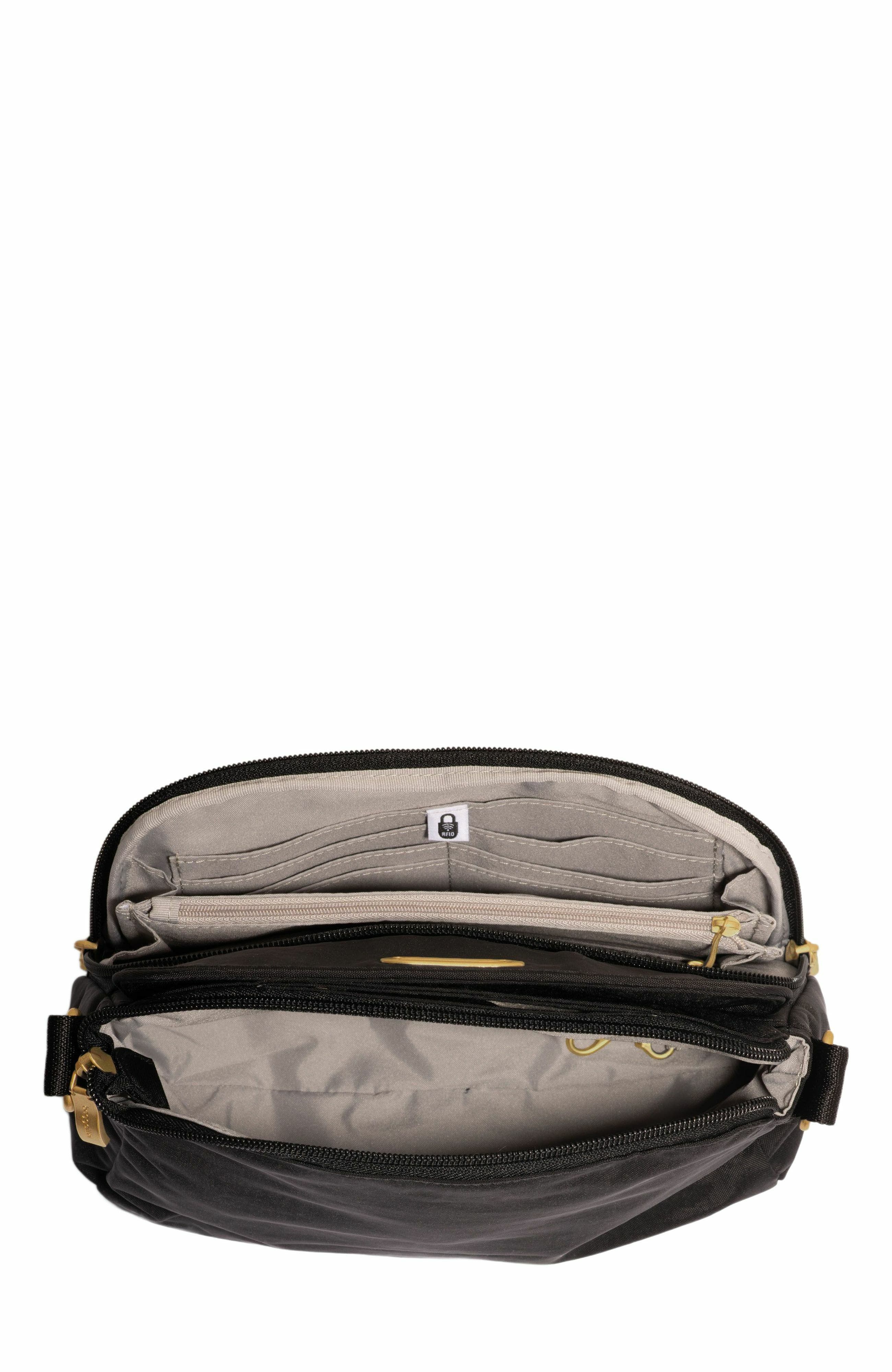 BAGGALLINI Coastal Flip Lock Crossbody Bag, Alternate, color, Black With Gold Hardware