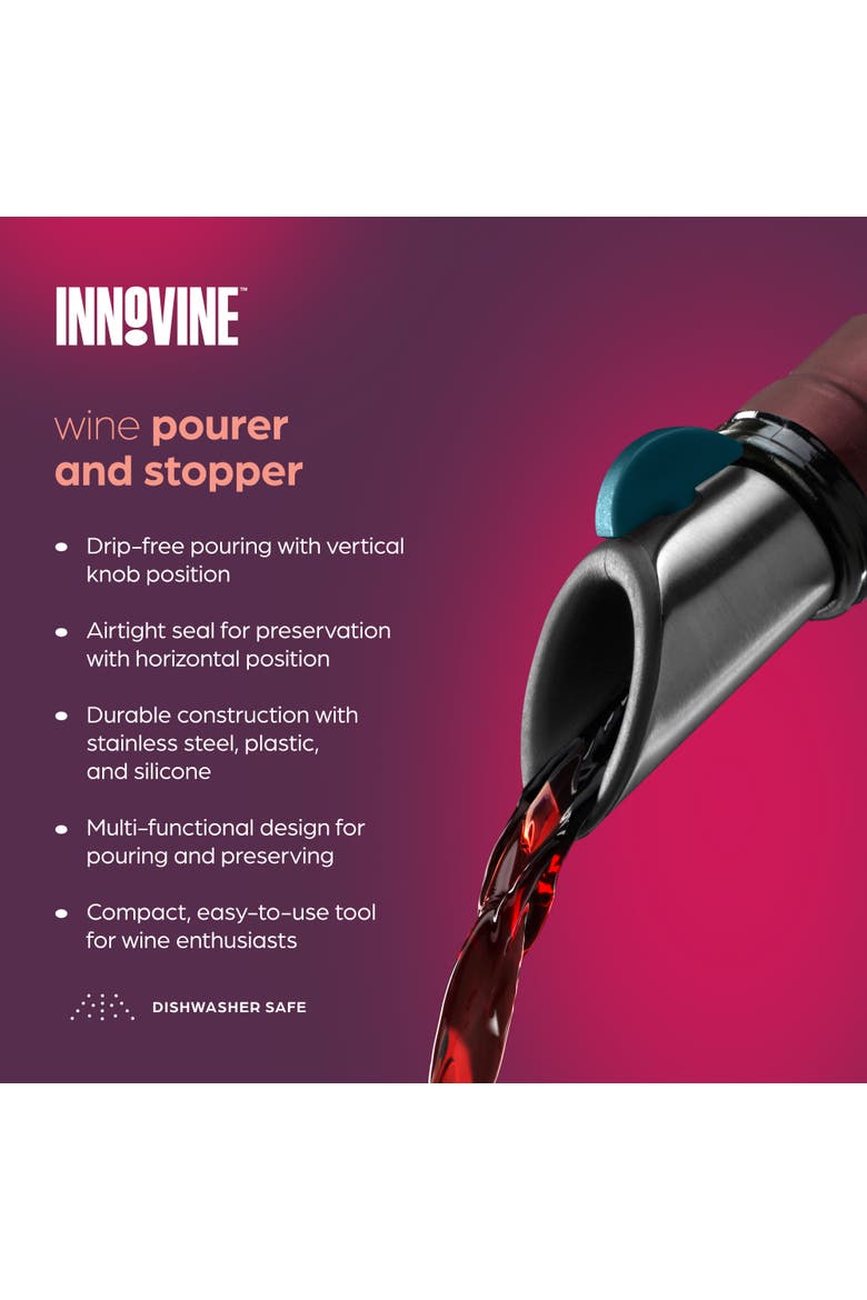 Wine Pourer and Stopper, Alternate, color, Deep Teal