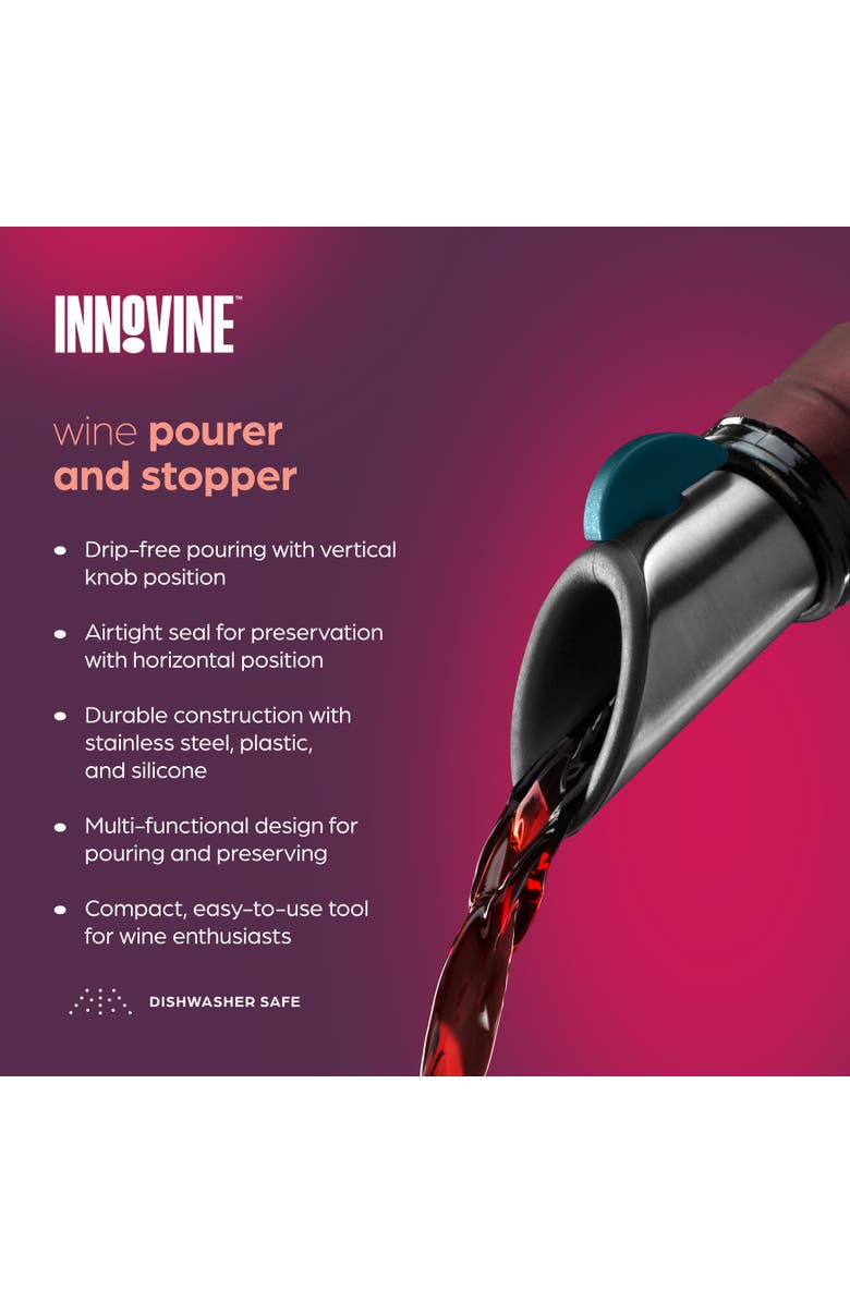 Innovine Wine Pourer and Stopper, Alternate, color, Deep Teal