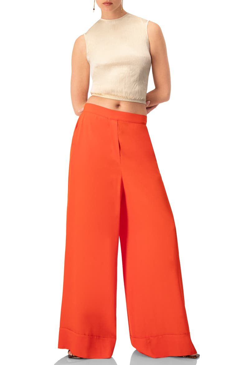 Light Weight Wide-Leg Straight Pants, Alternate, color, Orange