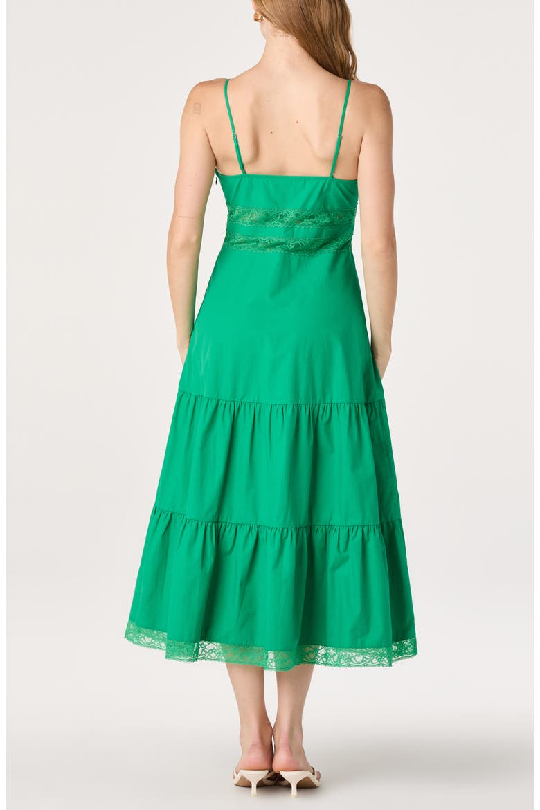 Berenice Lace Detail Tiered Cotton Dress, Alternate, color, GREEN