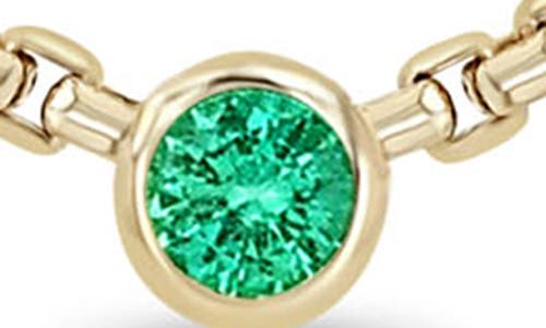 Zoë Chicco Floating Emerald Puffed Box Chain Necklace In Gold