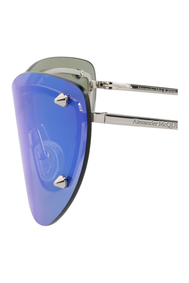 Oversize Cat Eye Shield Sunglasses, Alternate, color, SILVER SILVER BLUE