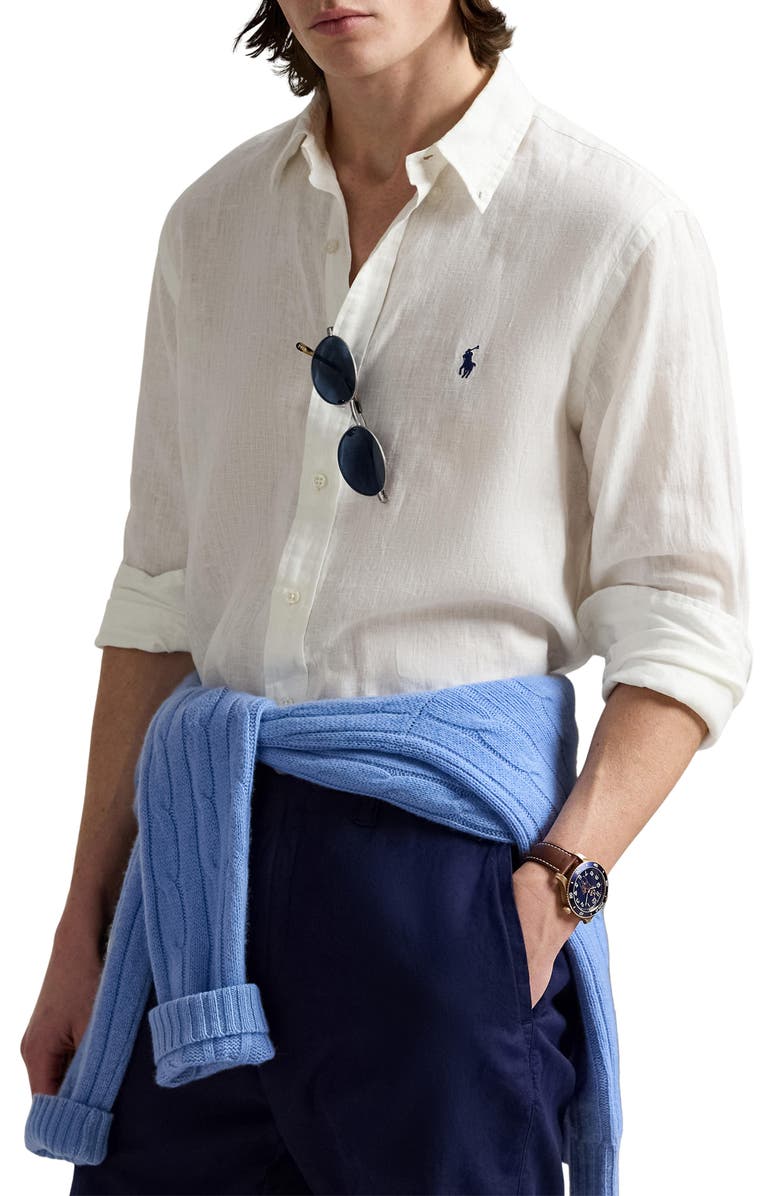 Polo Ralph Lauren Classic Fit Linen Button-Down Shirt, Main, color,