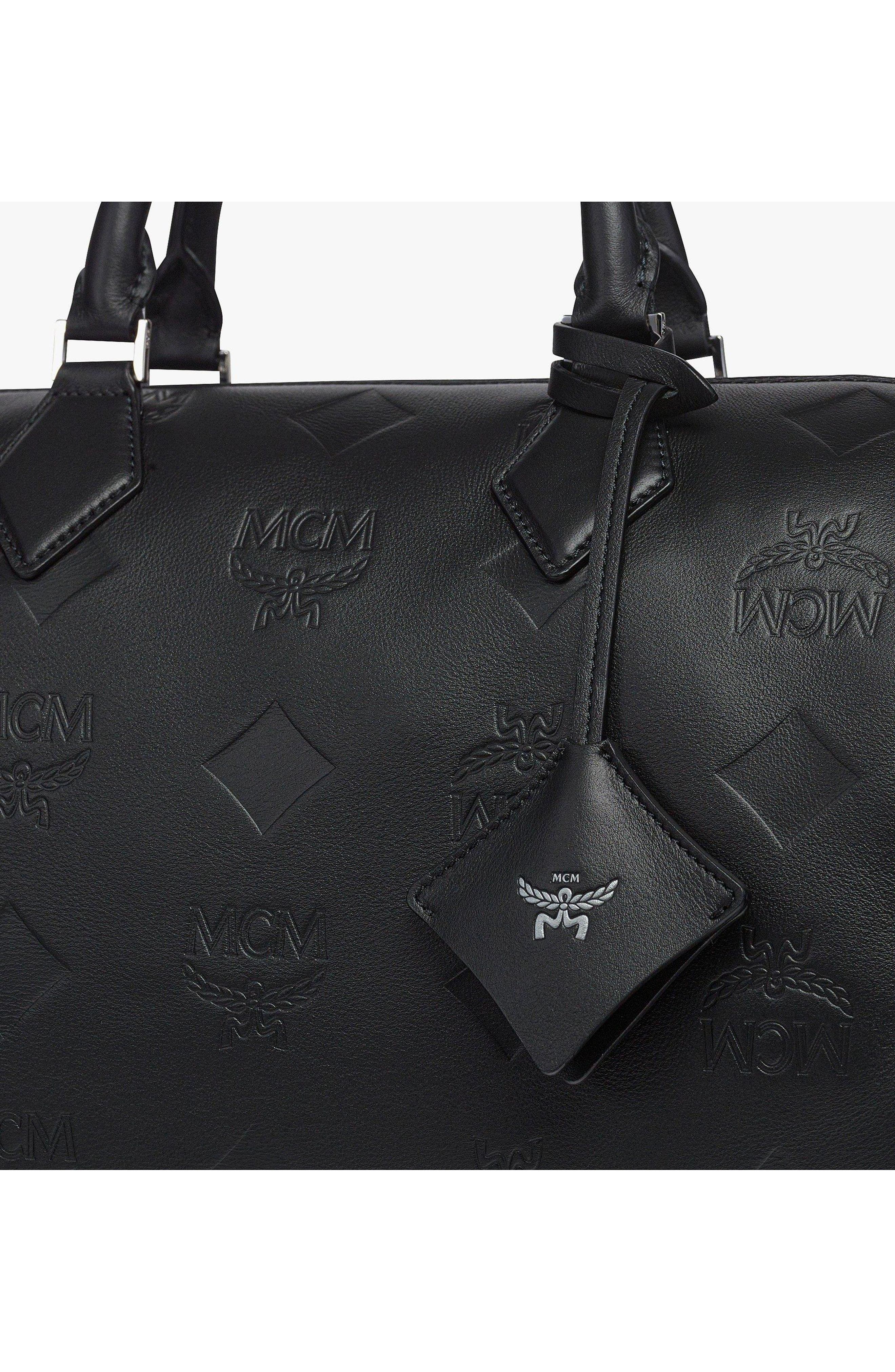 Ella Boston Bag in Maxi Monogram Leather, Alternate, color, Black