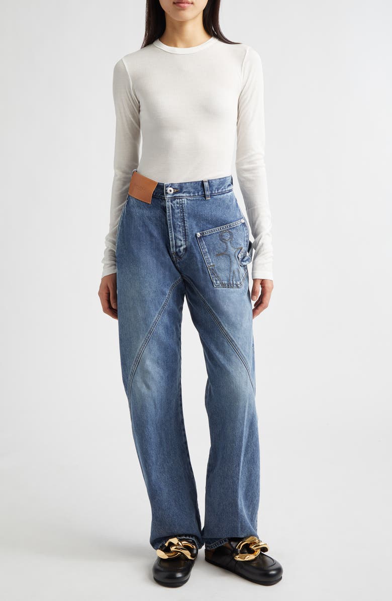 JW Anderson Long Sleeve Crewneck Top, Alternate, color, Off White