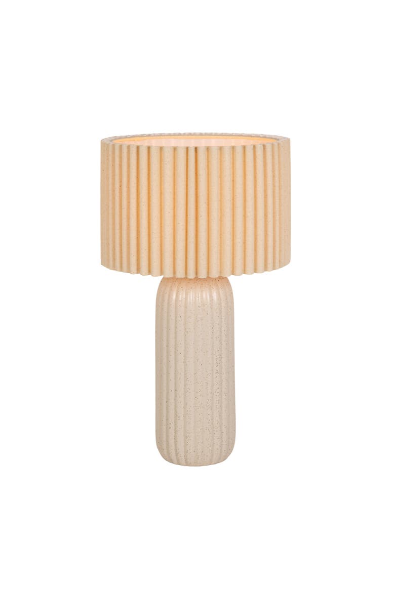 Table Lamp with Ribbed Shade, Alternate, color, White