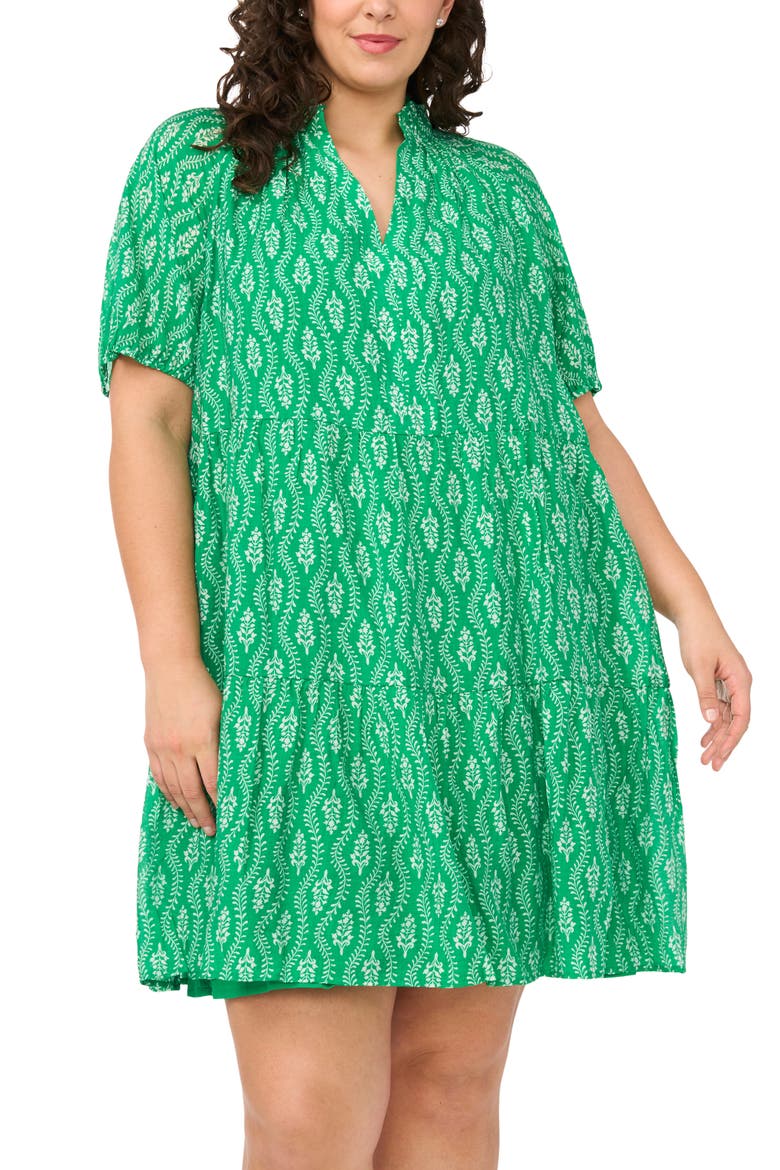 Tiered Ruffle Neck Dress, Alternate, color, KELLY GREEN