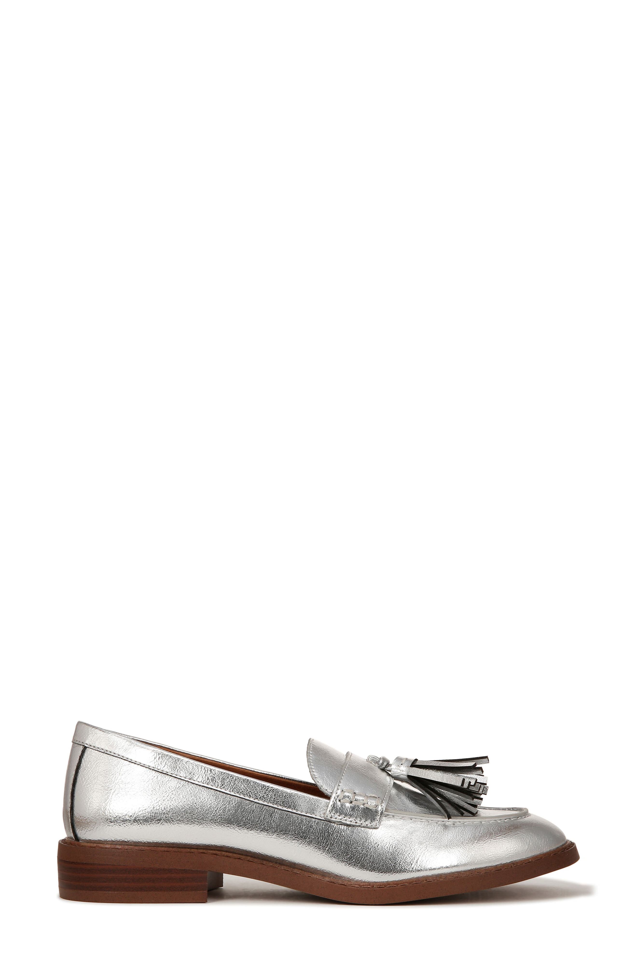 Franco Sarto Carolyn Low Tassel Loafer, Alternate, color, Silver