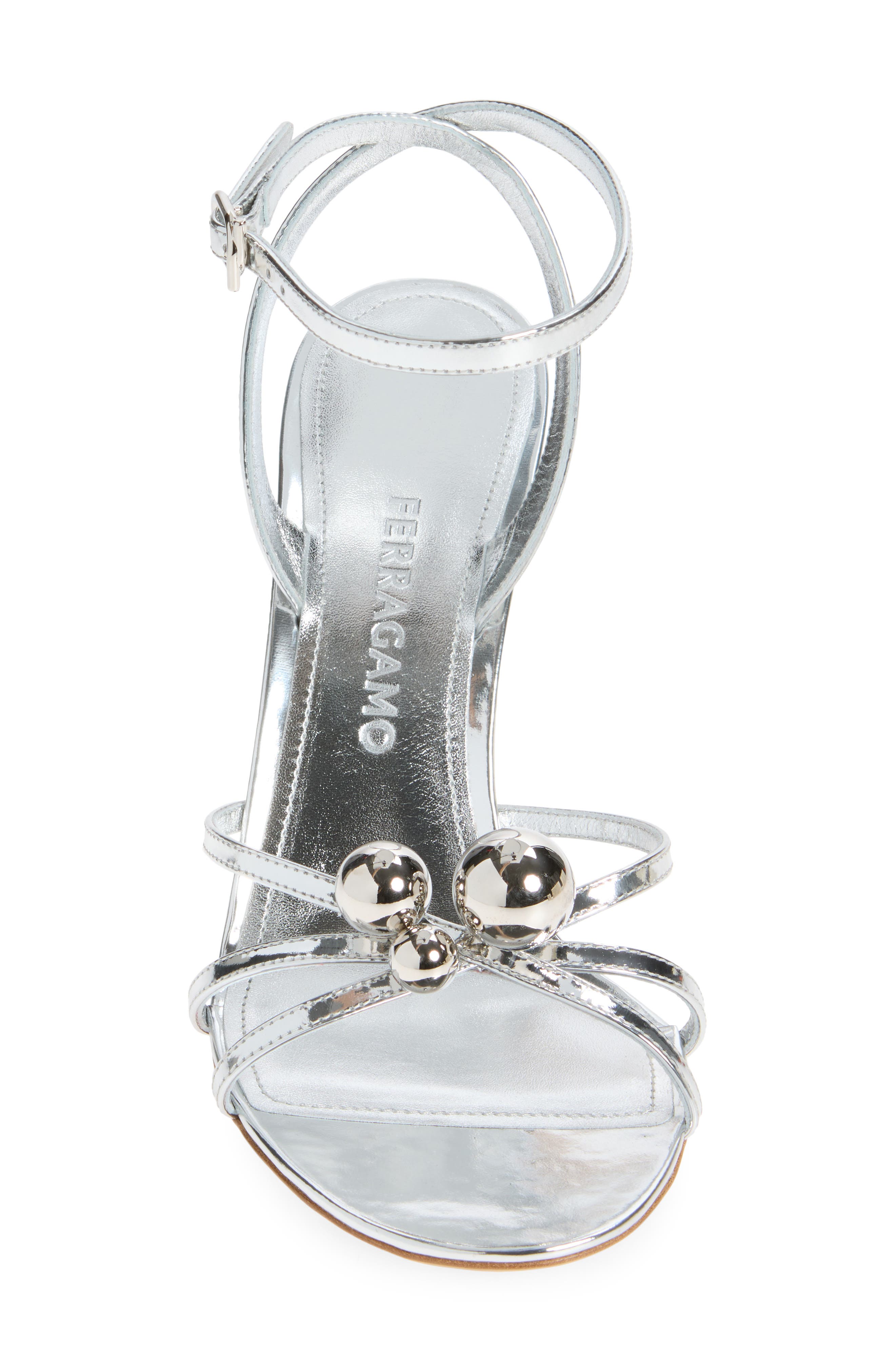 FERRAGAMO Karina Ankle Strap Sandal, Alternate, color, Silver