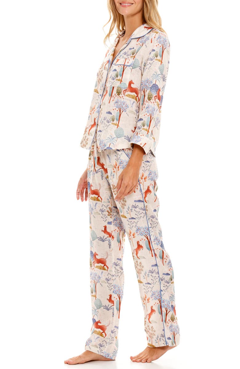 The Lazy Poet Emma Blue Equus Linen Pajamas, Alternate, color, 
