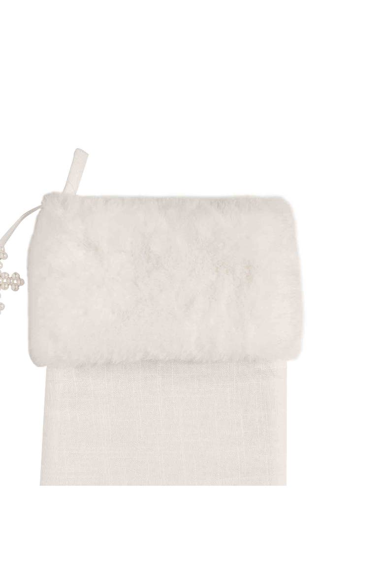 C&F Home White Fur Hanging Christmas Stocking w/ Snowflake Tassel 20", Alternate, color, White