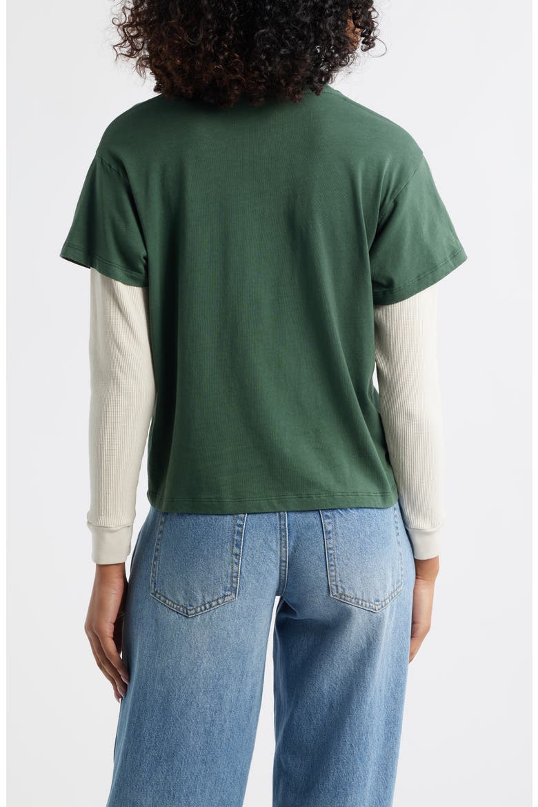 Appliqué Star Layered Long Sleeve T-Shirt, Alternate, color, DEEP GREEN