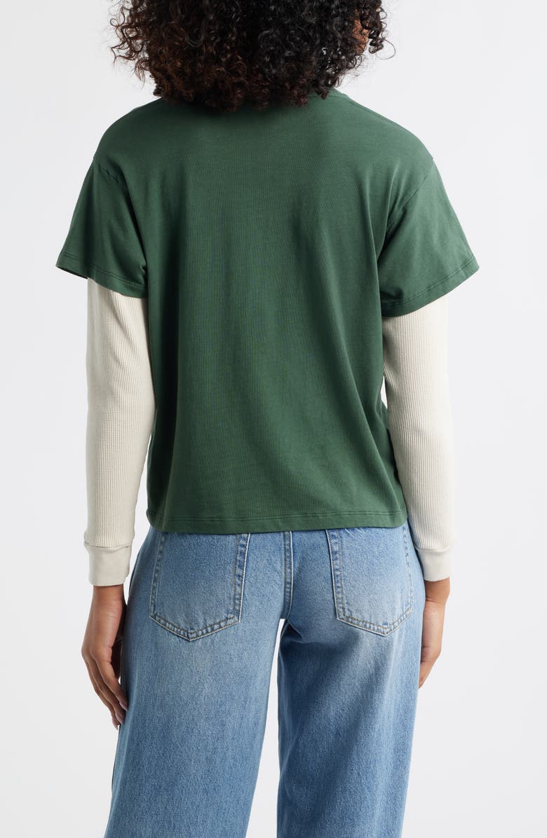 Daydreamer Appliqué Star Layered Long Sleeve T-Shirt, Alternate, color, Deep Green