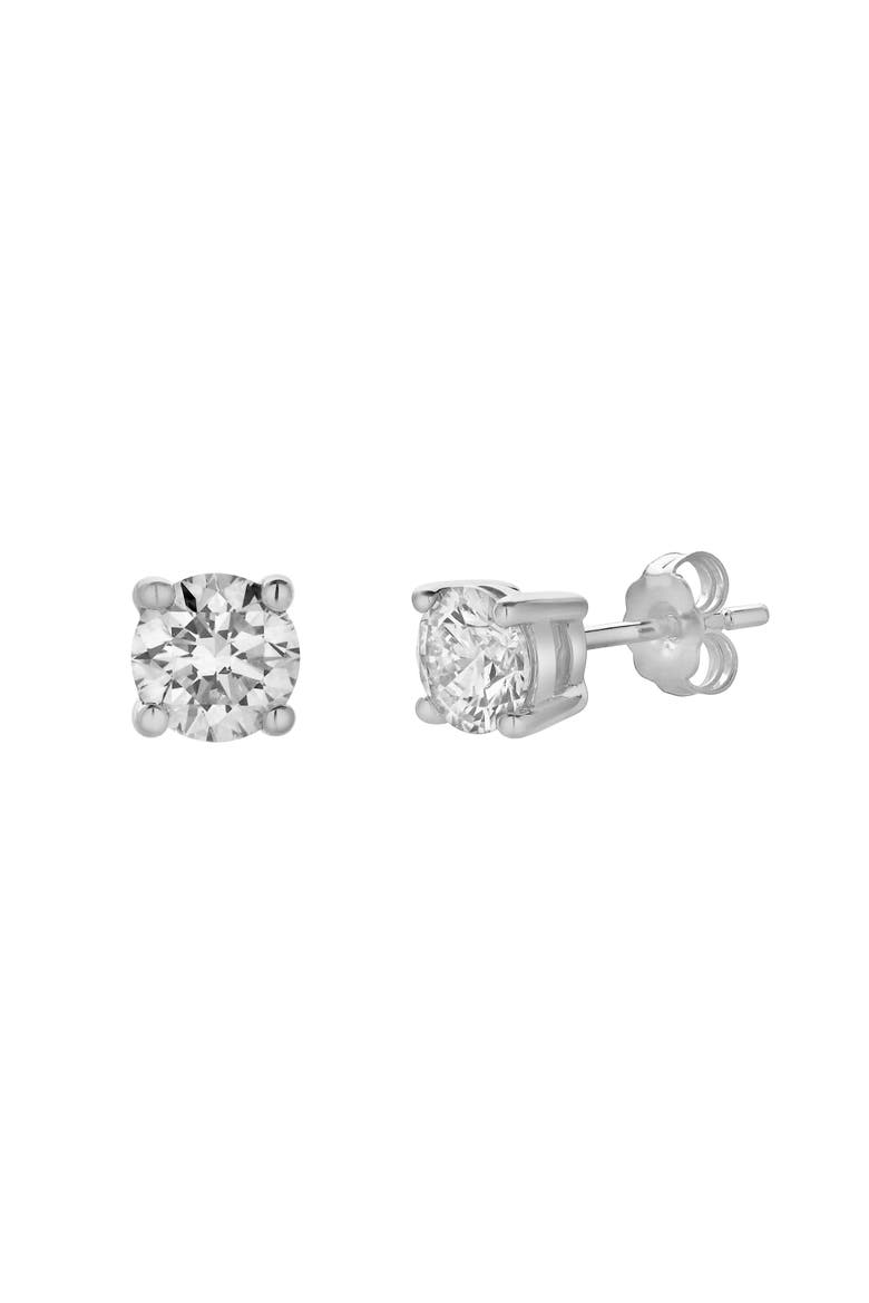 Silla 14K Gold Lab Grown Round Solitaire Diamond Earrings - 1 Cts, Main, color, 14K White Gold