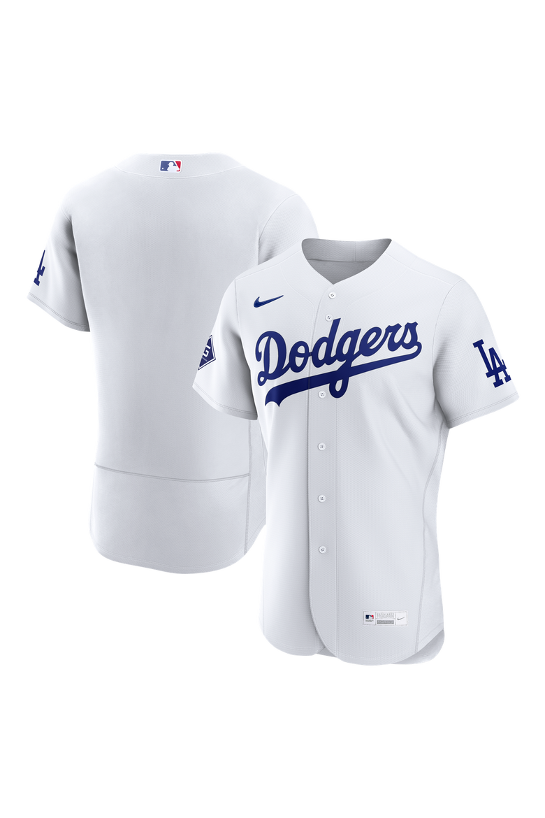 Men's Nike White Los Angeles Dodgers Home Sponsor Patch Authentic Jersey, Main, color, White