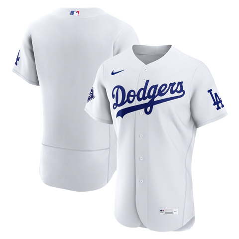 Men's Nike White Los Angeles Dodgers Home Sponsor Patch Authentic Jersey