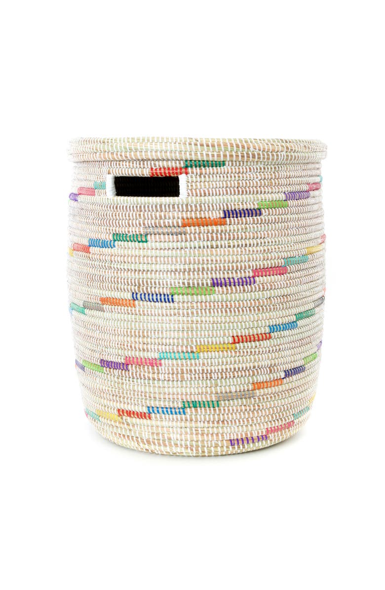 African Modern Vanilla Sugar Swirl Flat Lid Storage Basket, Main, color, 