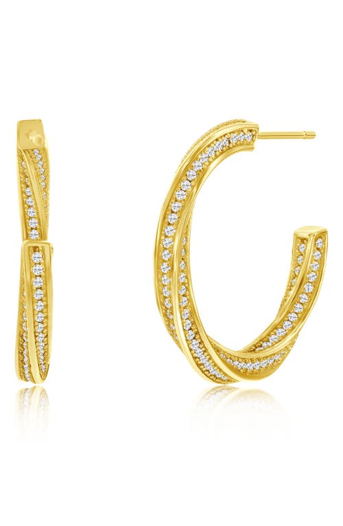 Suzy Levian Pavé Cubic Zirconia Twisted Hoop Earrings