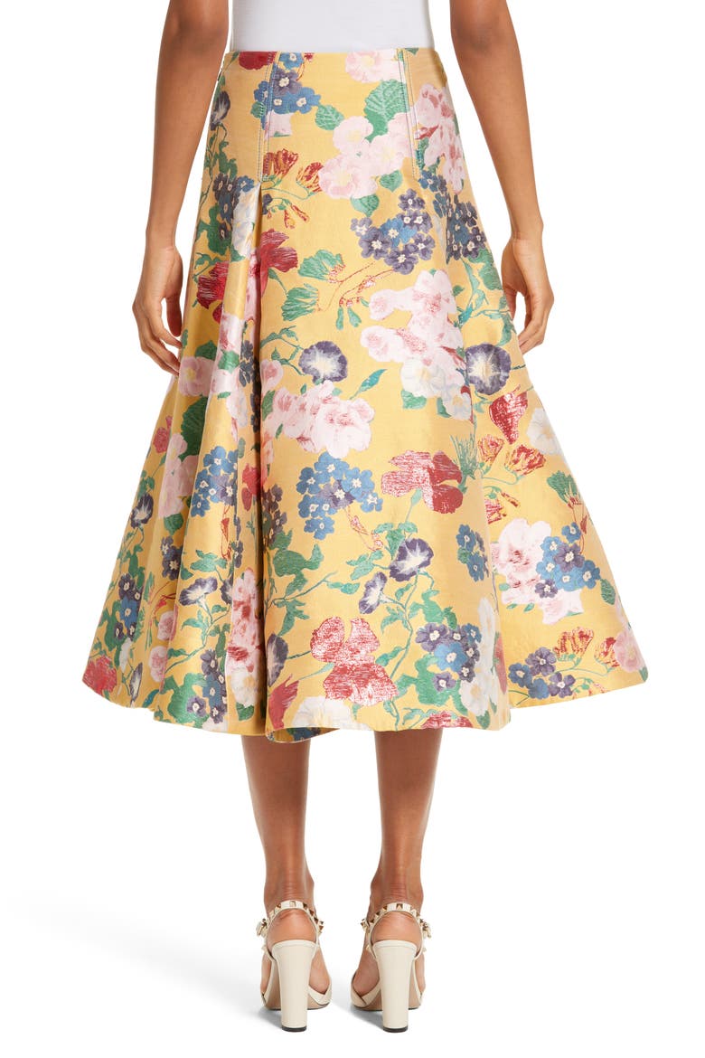 Romantic Garden Brocade Skirt, Alternate, color, YELLOW MULTI