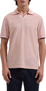 Bugatchi Textured Stripe Johnny Collar Polo