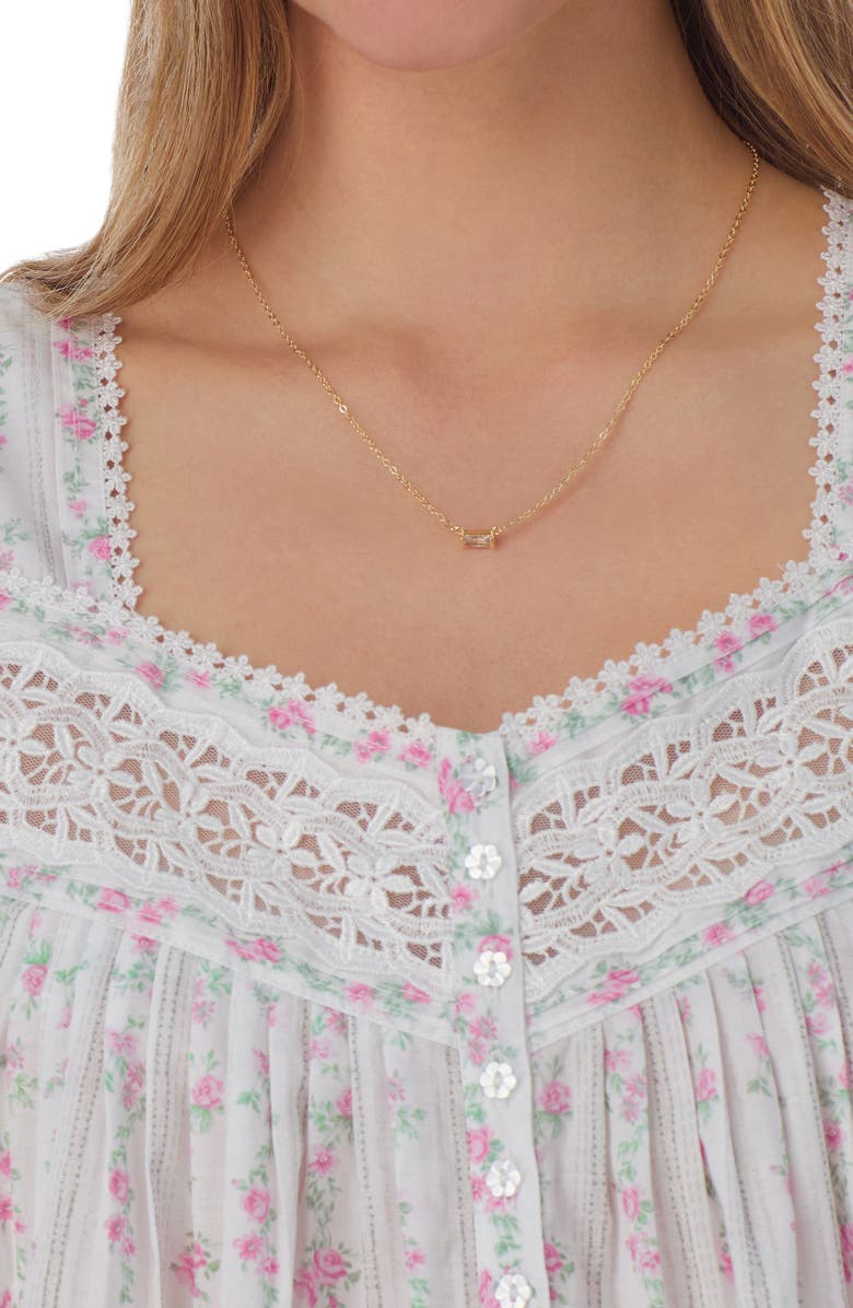 Eileen West Lace Trim Cotton Chemise, Alternate, color, 