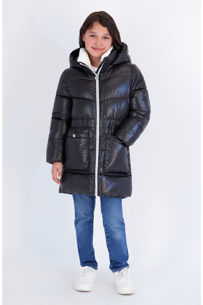 Kids' Stadium Faux Fur Collar Puffer Jacket, Main, color, BLACK