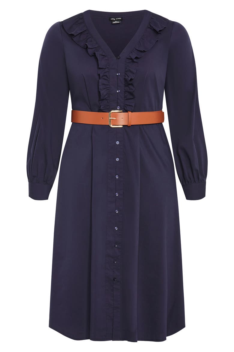 Emi Belted Midi Dress, Alternate, color, NAVY