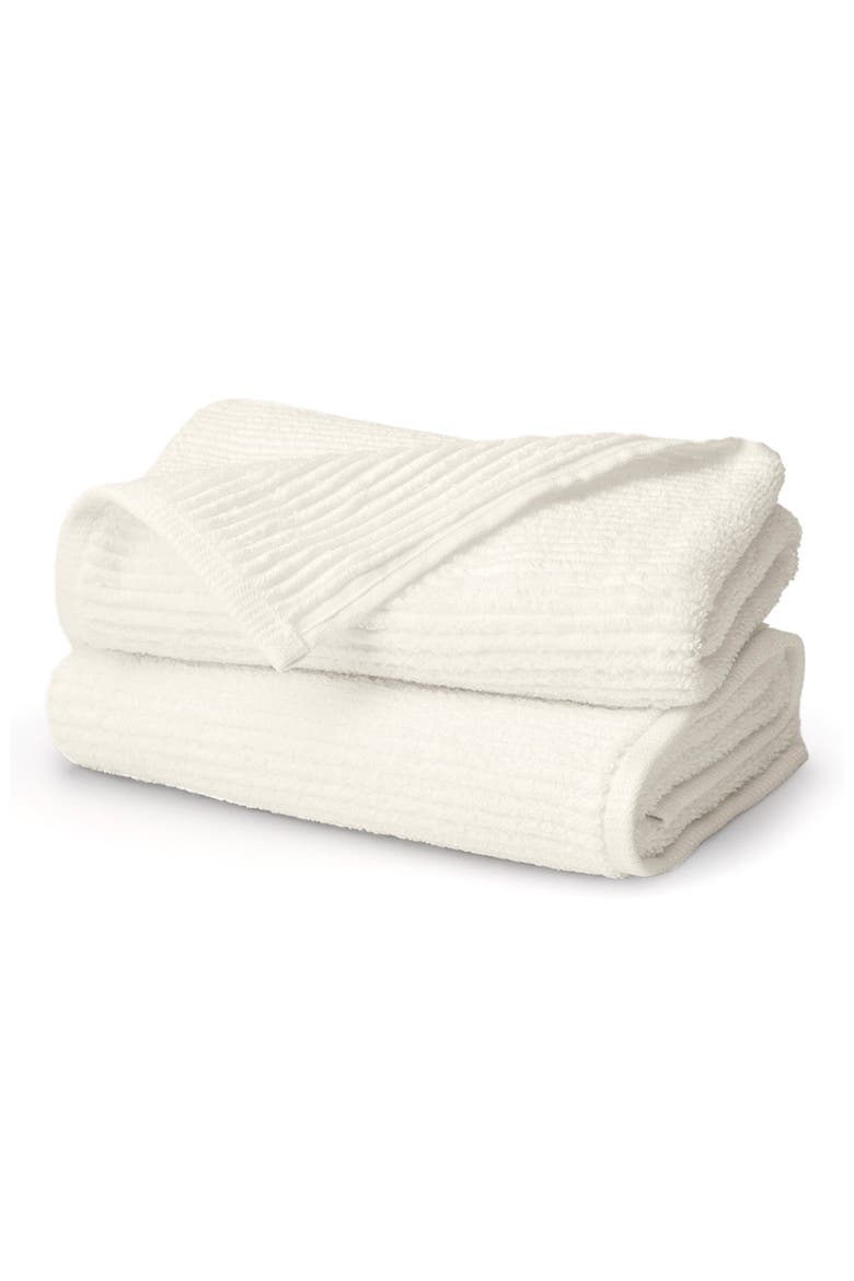 Set of 2 Ribbed Organic Cotton Hand Towels, Main, color, CREAM