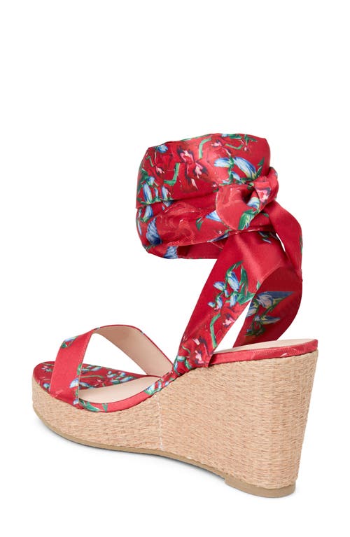Jack Rogers Deirdre Ankle Wrap Wedge Sandal In Fire Red Multi