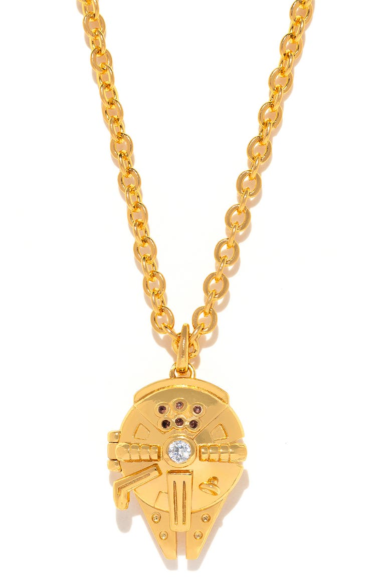 Star Wars Millenium Falcon Locket Necklace, Main, color, GOLD
