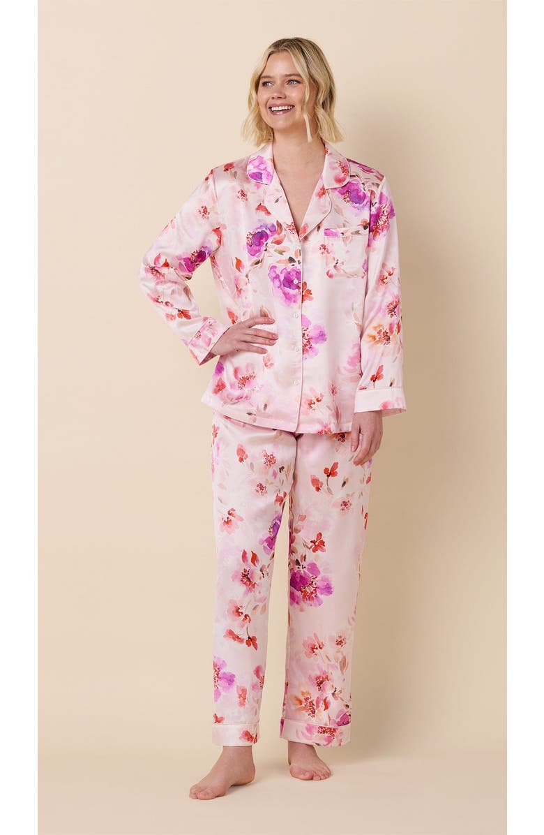 The Cat's Pajamas Silk Pajama Set, Main, color, Morning In Savannah