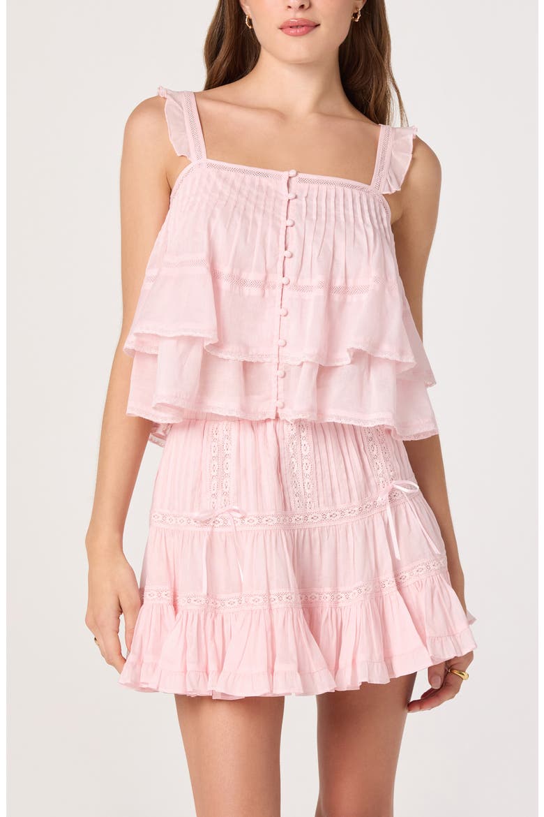 Delia Lace Trim Miniskirt, Alternate, color, PINK