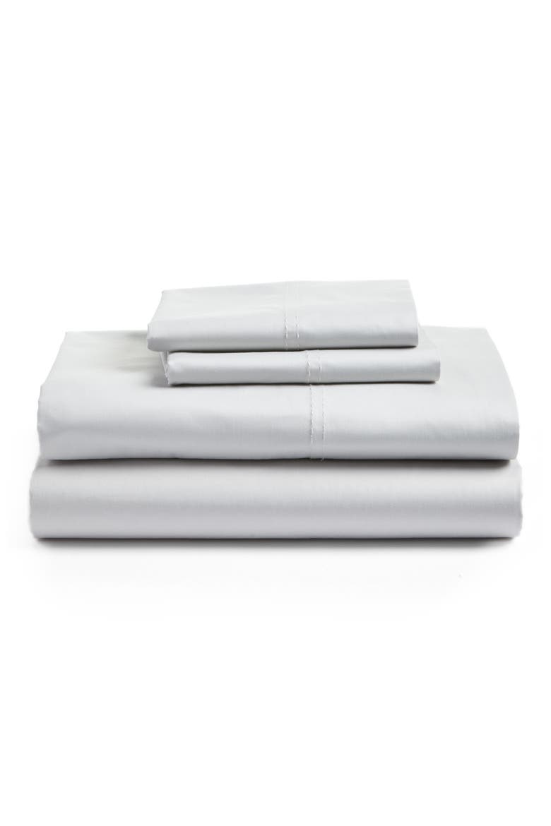 400 Thread Count Organic Cotton Sateen Sheet Set, Main, color, GREY VAPOR