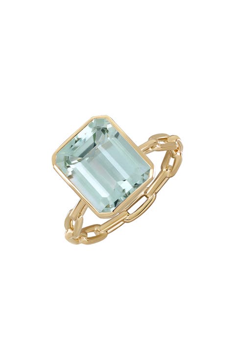 Color Bezel Set Green Amethyst Ring