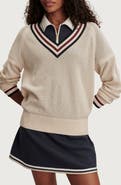 Varley Maurice Open Stitch Cotton V-Neck Sweater