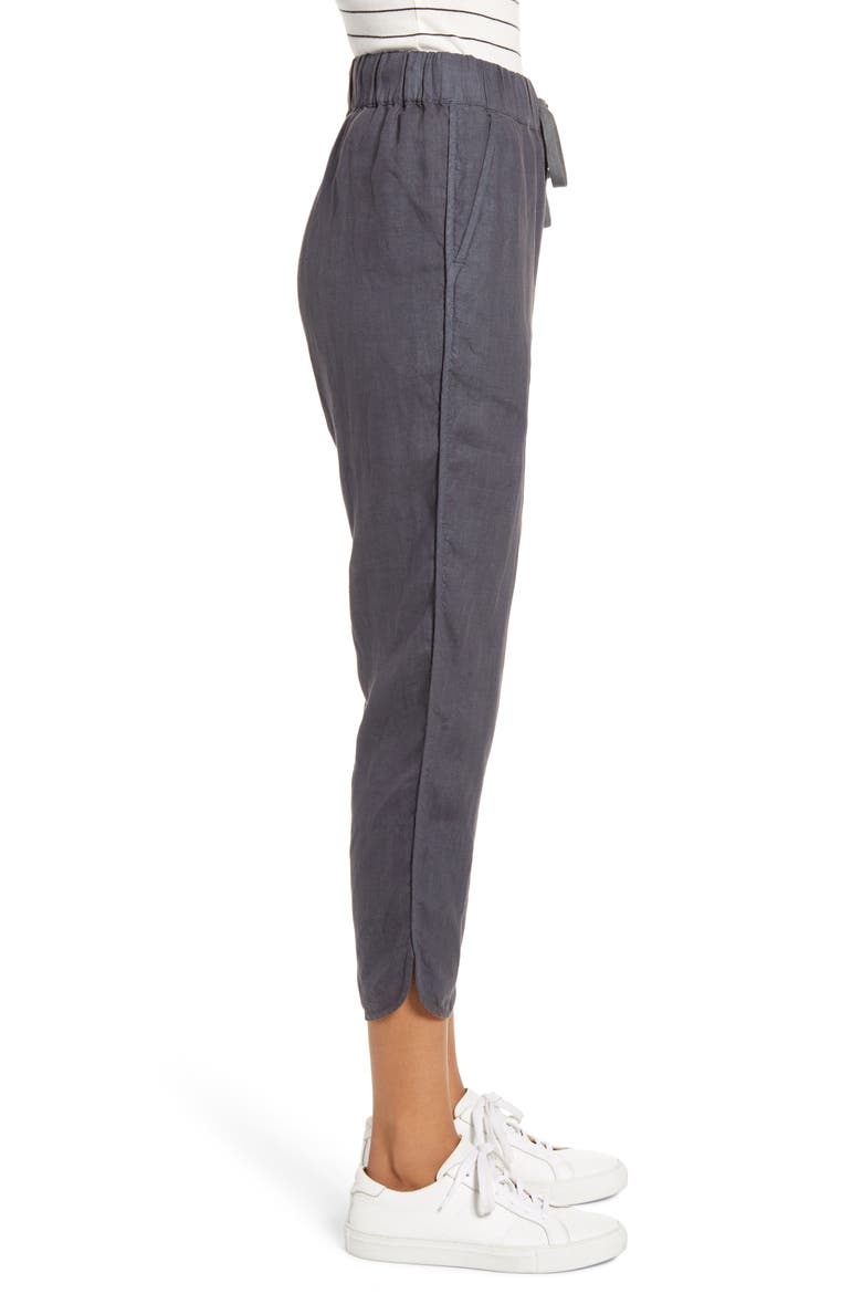 Tulip Hem Linen Pants, Alternate, color, GREY EBONY