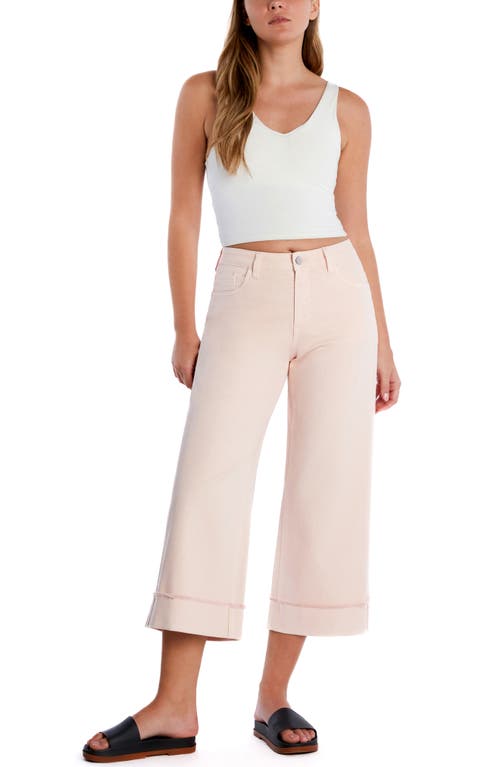 Hint Of Blu Cuffed Ankle Wide Leg Jeans In Cloud Pink