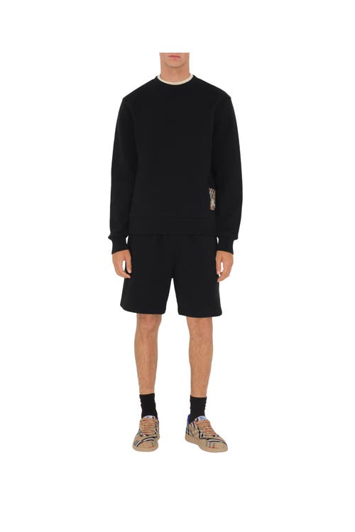 Burberry Ekd-embroidered Cotton Track Shorts In Black