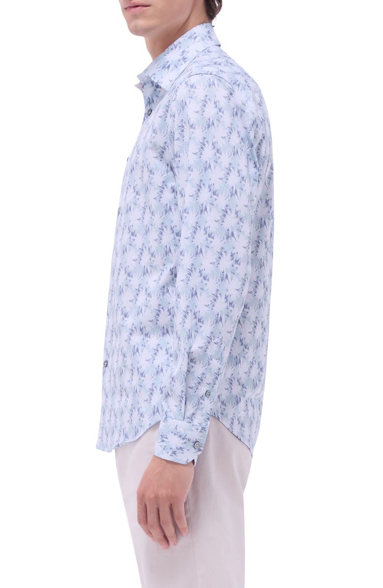 Bugatchi Jimmy OoohCotton<sup>®</sup> Palm & Guitar Print Button-Up Shirt, Alternate, color, Mint