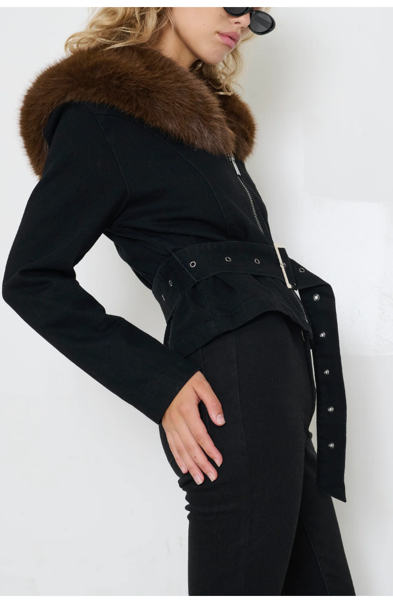 TT Studios Carm Denim Faux Fur Jacket, Alternate, color, William St.