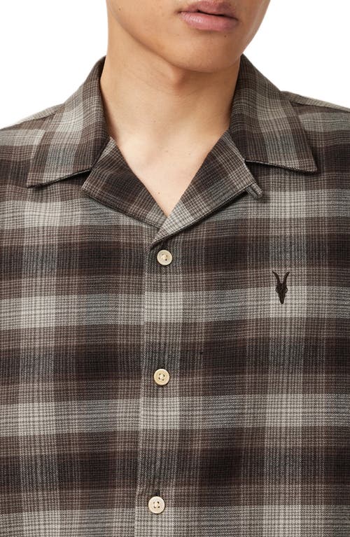 Allsaints Iniko Plaid Cotton Flannel Button-up Shirt In Brown