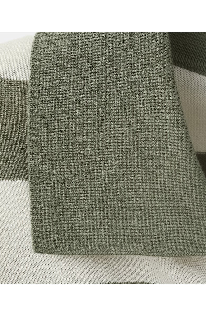 MANGO Fine Knit Long Sleeve Stripe Polo, Alternate, color, Forest Green