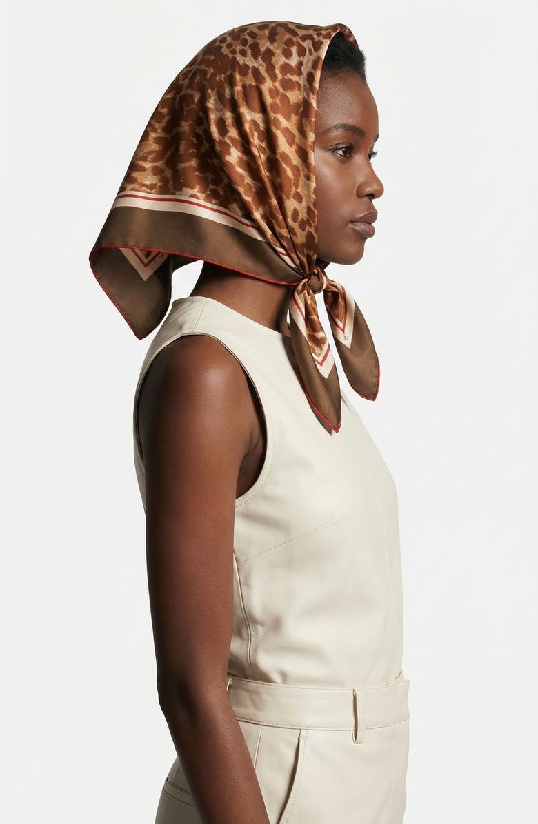 Jessie Zhao New York Leopard Allure Double Sided Silk Scarf, Alternate, color, Brown