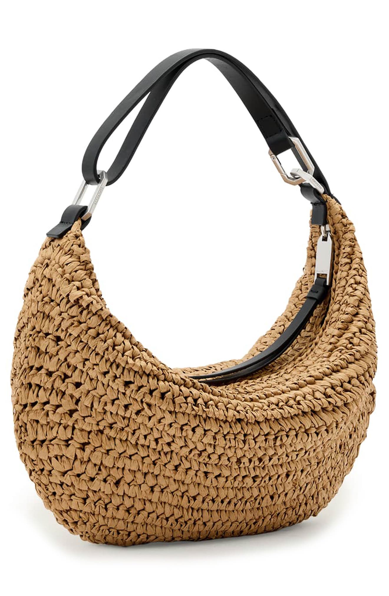 AllSaints Micro Luna Raffia Bag, Alternate, color, Biscuit Brown