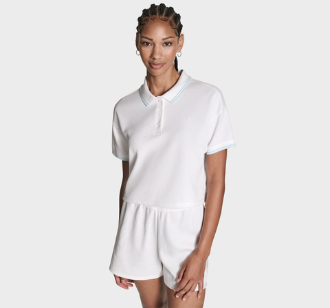 Cropped Waffle Polo
