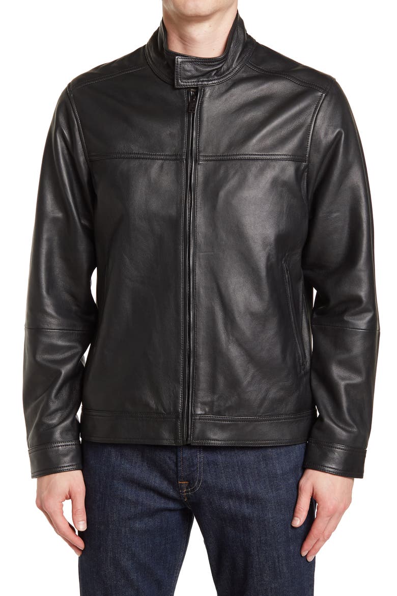 Rodd and Gunn Cromwell Leather Jacket, Alternate, color, NERO