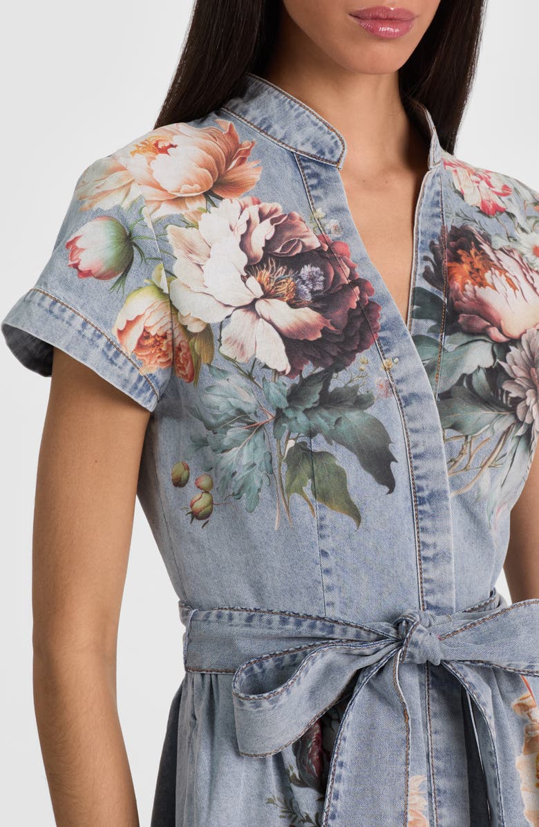 Alice + Olivia Lucy Floral Denim Shirtdress, Alternate, color, Sierra Vintage/ Multi