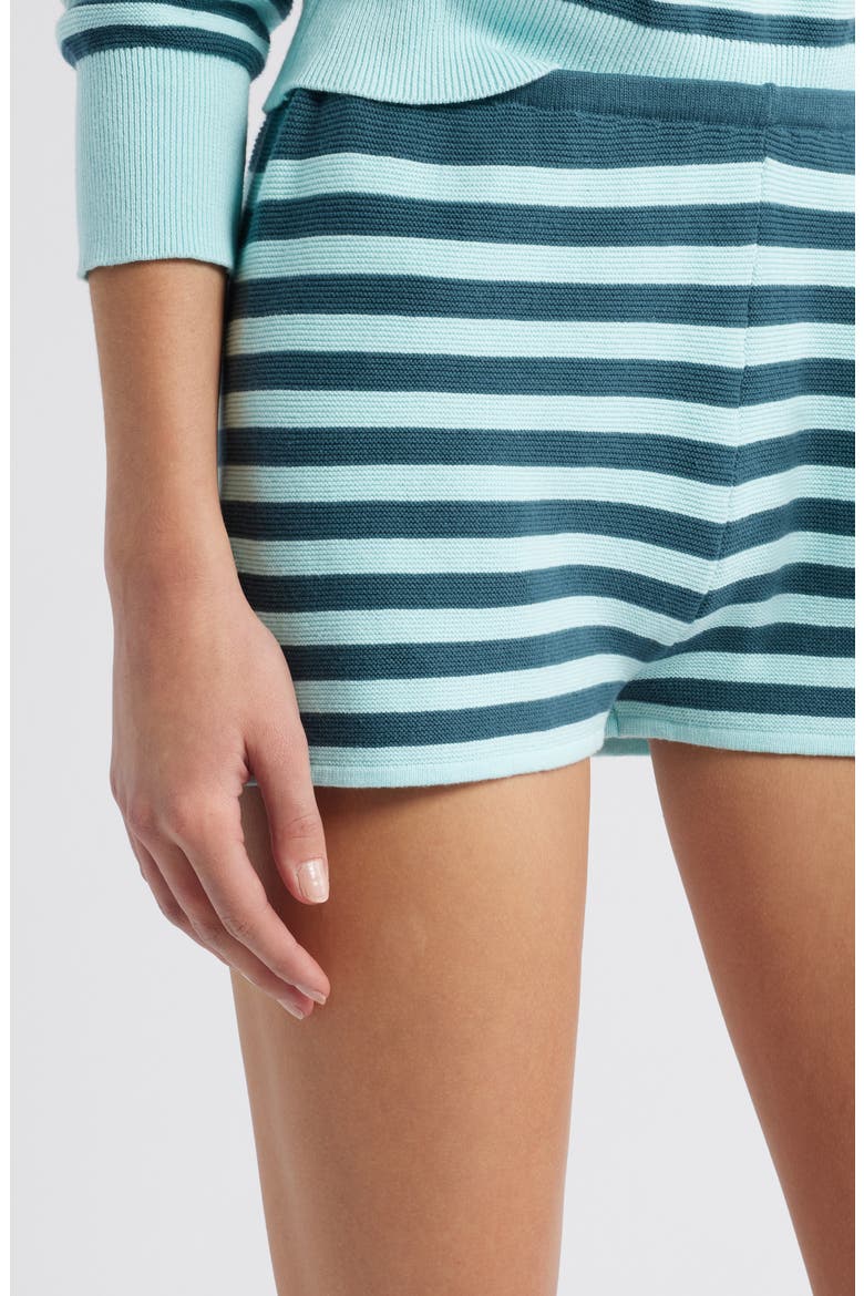 The Celeste Stripe Cotton Knit Shorts, Alternate, color, EVERGREEN / SKY STRIPE