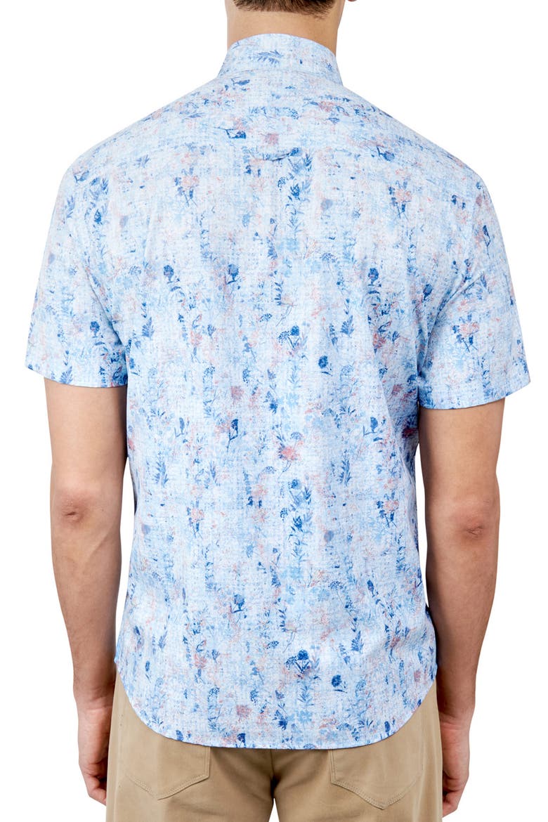 Slim Fit Barlow Vintage Floral 4-Way Stretch Performance Short Sleeve Shirt, Alternate, color, BLUE